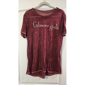 Gilmore‎ Girls Graphic T-Shirt Womens XL Burgundy Burnout Short Sleeve Logo Tee